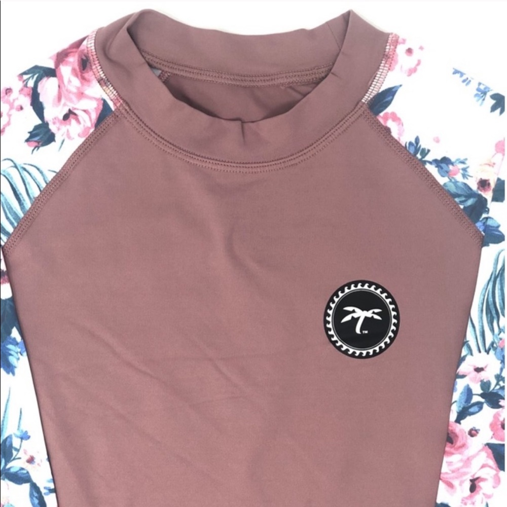 TRAPICAL ROSE Flower Rash guard Swim Top Wetsuit